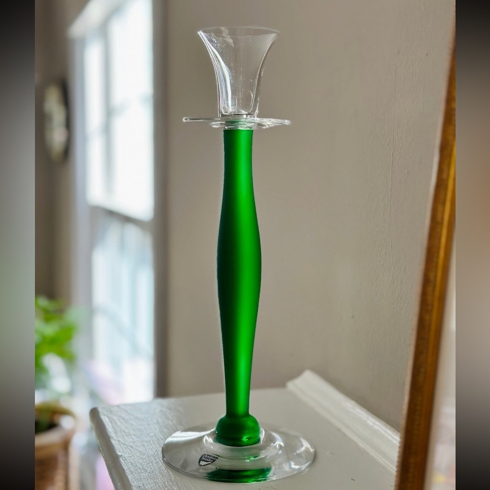 Vintage Orrefors glass candlestick holder *damage